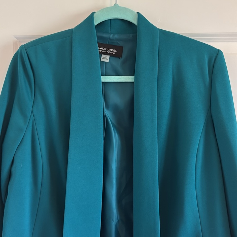 Black Label Evan Picone Open Front Blazer/Jacket Emerald Green Size 12 - Picture 2 of 6